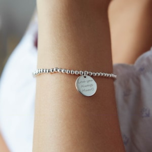 Engraved Stretch Bead Bracelet, Bridesmaid Gift, Anniversary Gift, Gifts for Her, Personalised Bracelet, Graduation Gifts For Her