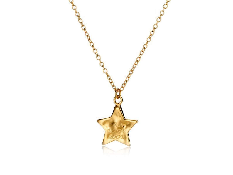 Personalised Small Star Charm Necklace, Gold Star pendant, Engraved Star Necklace, Custom Rose gold Necklace, Gift for sister image 3