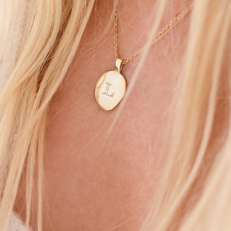 Personalised Gold Oval Initial Necklace image 1