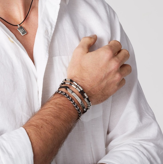 Flongo braccialetto dell'amicizia per 2 idee regalo, coppia di bracciali colore argento his Beauty, Her Beast