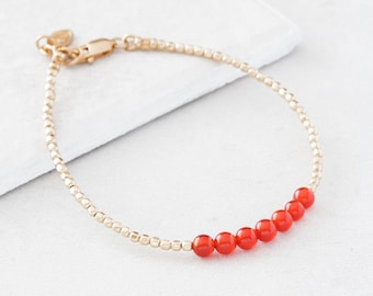 July Carnelian Birthstone Bracelet