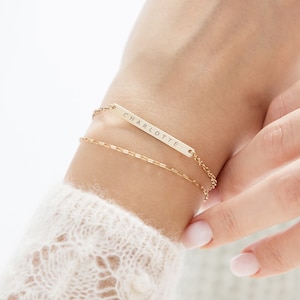 Gold Personalised Long Bar Bracelet
