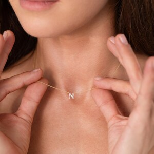 9ct Gold and Diamond Mini Initial Necklace - Etsy