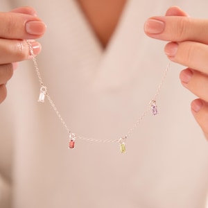 Personalised Silver Birthstone Necklace
