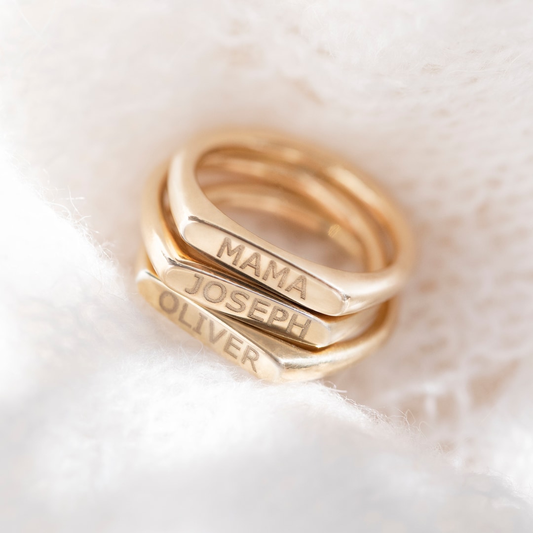 Engraved Stacking Bar Ring - Etsy