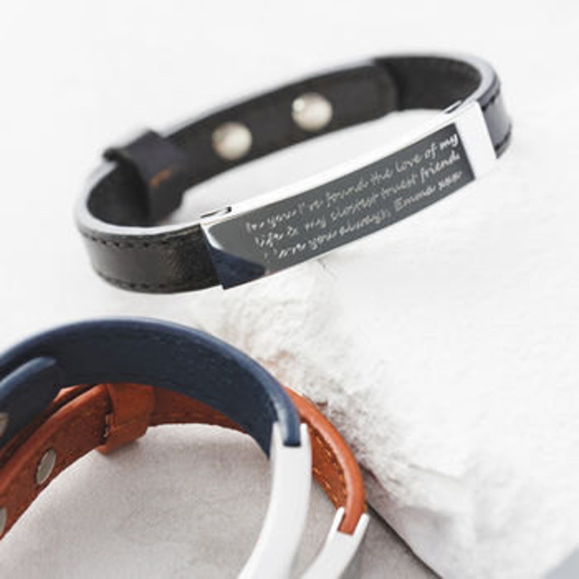 Men's Personalised Adjustable Leather Bracelet Mens Etsy