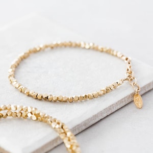 Gold Wrap Bracelet, Gold nuggets beads, Rose gold bracelet, Gold bracelet, Stacking Bracelet, Silver nugget Bracelet