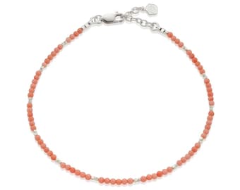 Bracelet de cheville corail et or ou argent