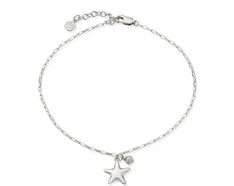 Bracelet de cheville en argent sterling, étoiles de mer et perles