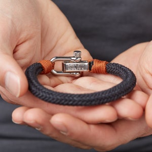Men's Personalised Shackle Bracelet, Men's Engraved Bracelet, Man's custom Bracelet, father's day image 2