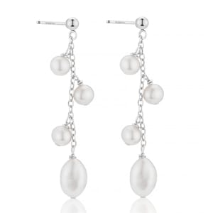 Sterling Silver Medium Drop Pearl Earrings Sterling Silver