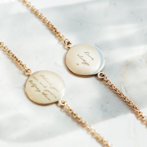 Personalised Engraved Message Disc Bracelet Etsy Canada