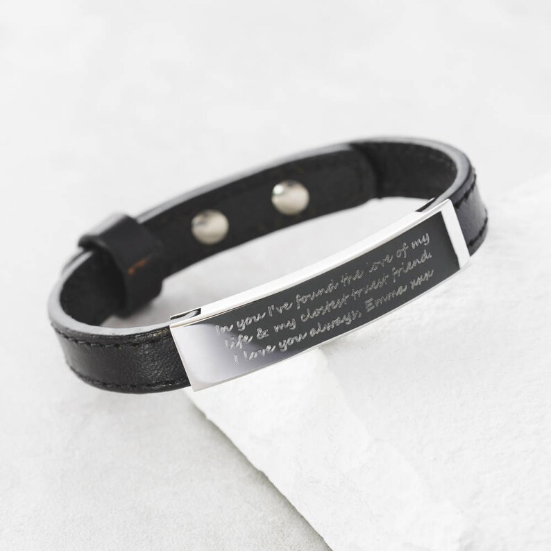 Men's Personalised Adjustable Leather Bracelet Mens Etsy