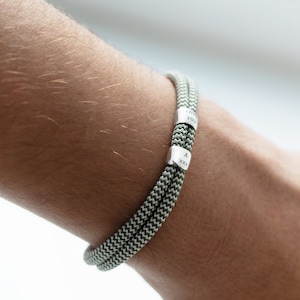 Men&#39;s Personalised Green Cord and Silver Hook Clasp Bracelet