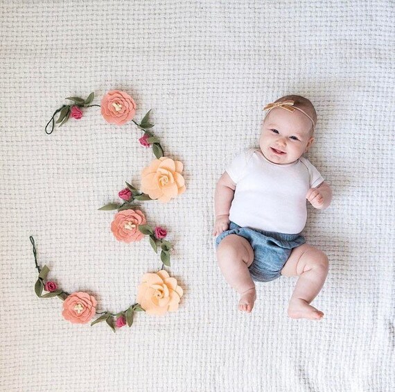 Milestone marker- baby blanket marker- peony wreath ...