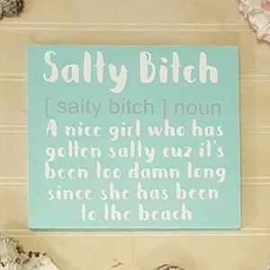 Funny Salty Bitch Beach Sign, Coastal Tiki Bar Decor