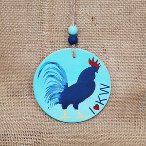 Key West Ornament, Rooster, Tiered Tray Decor, Wedding Favor, Vacation Ornament, Travel Gift, Beach House, Wedding Favor, Girls Trip