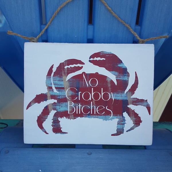 Crabby Sign, Crab Home Decor, Funny beach Sign, Beach House Decor, Coastal decor, Tiki Bar Sign, Beach Bar Sign, Beach lover gift, Crab wood