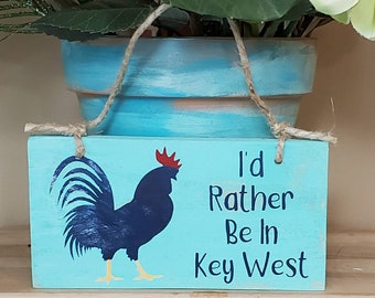 Key West Sign, Key West Gift, Key West Rooster, Key West Decor, Key West Conch, Key West Style, Beach House Decor, Tiered Tray Sign