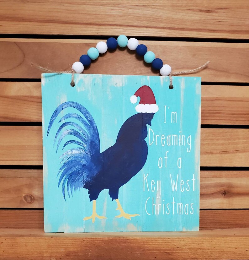 Key West Christmas Sign Key West Gift Rooster Coastal Etsy