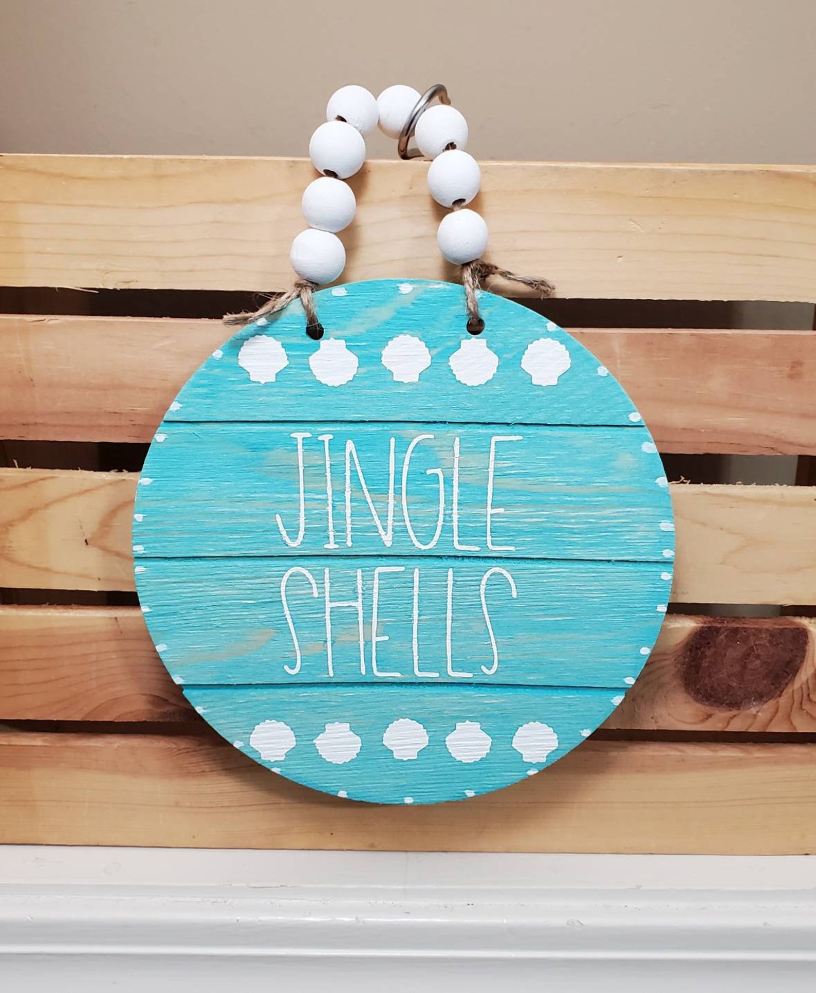 Jingle Shells Wood Sign, Aqua Coastal Christmas Decor - Etsy