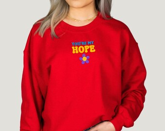 Embroidered Hope Sweatshirt, K pop Sweatshirt, K pop Merch, K pop T-Shirt, Love Yourself, K pop Gift, Subtle K pop Shirt, Daydream, World