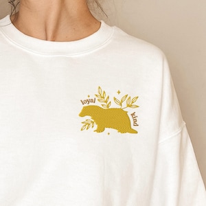 Loyal and Kind Embroidered Sweatshirt, Badger Sweatshirt, Wizard House Shirt, Wizard School Sweatshirt, Magic School, Unisex Crewneck