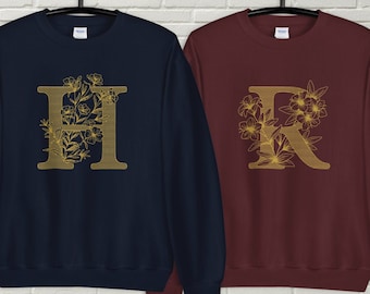 R Initial Floral Sweatshirt, Wizard Sweatshirt, Unisex Sweatshirt, Crewneck, Wizard Shirt, Wizard School Sweatshirt, Wizardry, Witchcraft