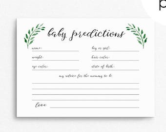 Baby Shower Prediction and Advice Cards Mommy Printable Baby