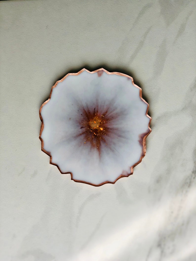 White and Rose Gold Geode Coasters White and Rose Gold Agate Coasters White and Copper Agate Coasters White and Copper Geode Coasters