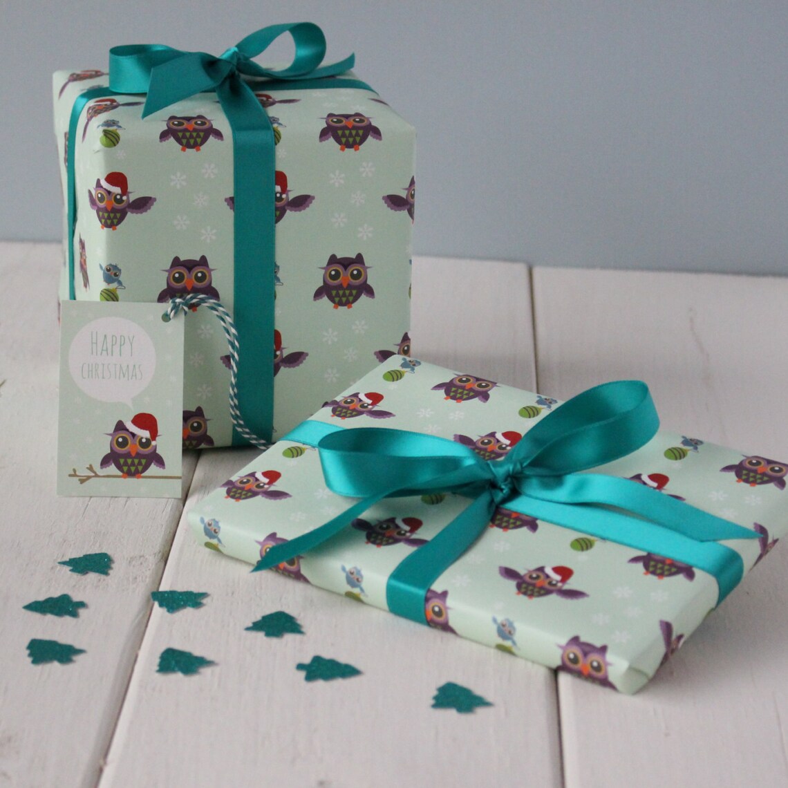 Christmas Owl Gift Wrap Etsy