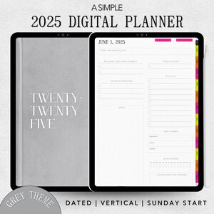 Digital Planner for Goodnotes and iPad | Notability Planner | 2025 Dated Planner and Habit Tracker | Vision Board Planner | Weekly Planner