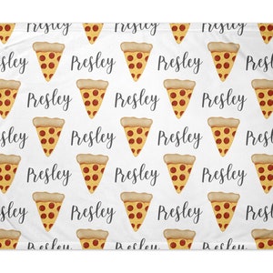 Personalized Pizza Blanket with Name Custom Font and Colors Perfect gift for babies, toddlers, & teens image 1