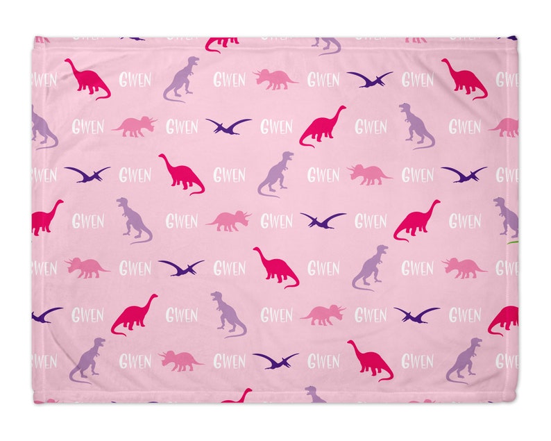 Personalized Dinosaur Blanket with Name Custom Font and Etsy
