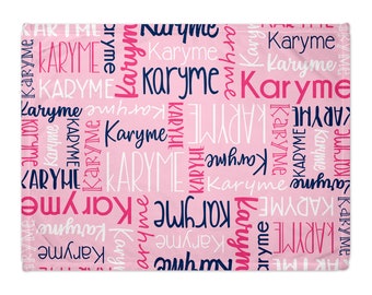 Personalized Name Blanket - Custom Font and Color Options - Hot Pink & Navy