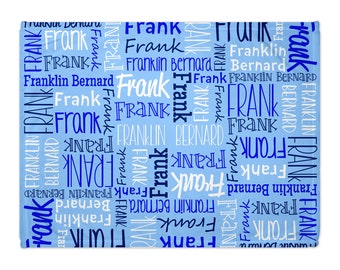 Personalized Boys Blanket - Blue with name - Custom Font and Color Options - Perfect gift for babies, toddlers, & teens!