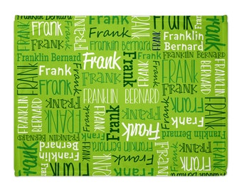 Green Personalized Blanket with Name for boys - Custom Font and Color Options - Perfect gift for baby, toddler & teen!