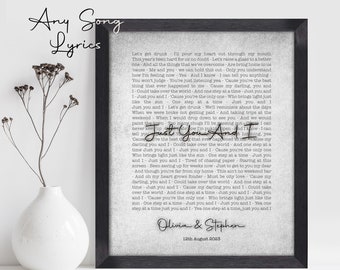 Personalised Song Lyric Gift | Wedding Gift | Song Lyrics print | First Dance Framed Print | Paper Anniversary Gift | Gift For The Couple