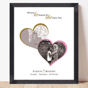 Engagement Print, Engagement Gift For Couples, Personalised Map Print, Engagement Map Print, Personalised Engagement Print, Framed Print 画像 9