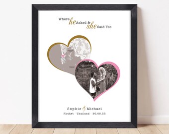 Engagement Print | Engagement Gift For Couples | Personalised Map Print | Engagement Map Print | Map Of Proposal Location | Framed Print