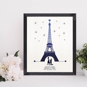 Personalisiertes Paris-Verlobungsgeschenk, Eiffelturm, Paris-Vorschlag, Verlobungsdruck, französische Verlobung, Paris-Hochzeitsgeschenk, LGBT