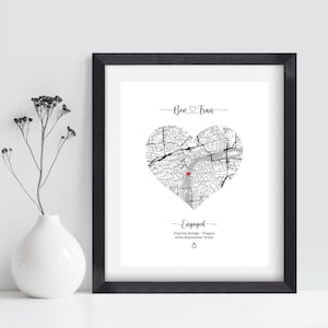 Verlobung Karte Geschenk | Verlobung Karte Print | Landkarte Prag | Paare Geschenk | Personalisierte Landkarte | Verlobungskarte | Verlobung Geschenke