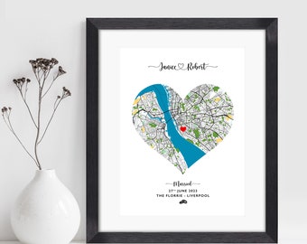 Personalised Anniversary Gift Print - First Wedding Anniversary | Map Gift for Her Wife Husband Girlfriend | Personalized Anniversary Gift