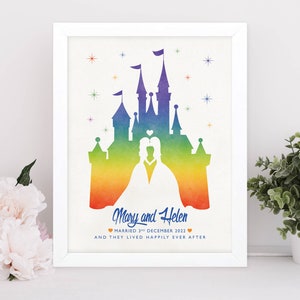 Personalised Fairytale Wedding Gift, Fairytale Wedding Print, Princess Bride, Castle, Paper Wedding Anniversary, Gift For The Couple image 9