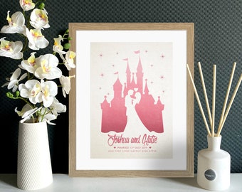 Personalised Fairytale Wedding Gift, Fairytale Wedding Print, Princess Bride, Fairytale Castle, Paper Wedding Anniversary, Same Sex Wedding