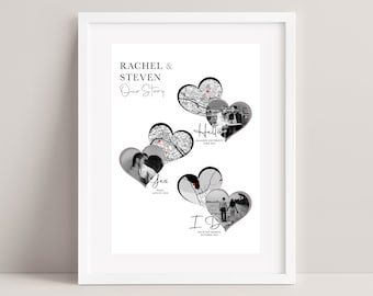 Personalised Anniversary Gift - Met Engaged Married | Map Gift for Her Wife Husband Girlfriend | Wedding Valentine's Gift for her him