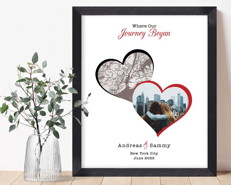 Engagement Print, Engagement Gift For Couples, Personalised Map Print, Engagement Map Print, Personalised Engagement Print, Framed Print image 7