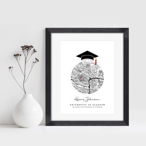 Graduierung Print Map Geschenk | Abschlussgeschenke | Herzlichen Glückwunsch | Geschenk für Sohn Tochter | Abschlussdruck | Uni Map Print