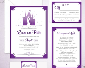 Fairytale Wedding Invitations | Printable Wedding Invitations | Fairytale Castle | Customised Wedding Invitations | Princess Theme Wedding