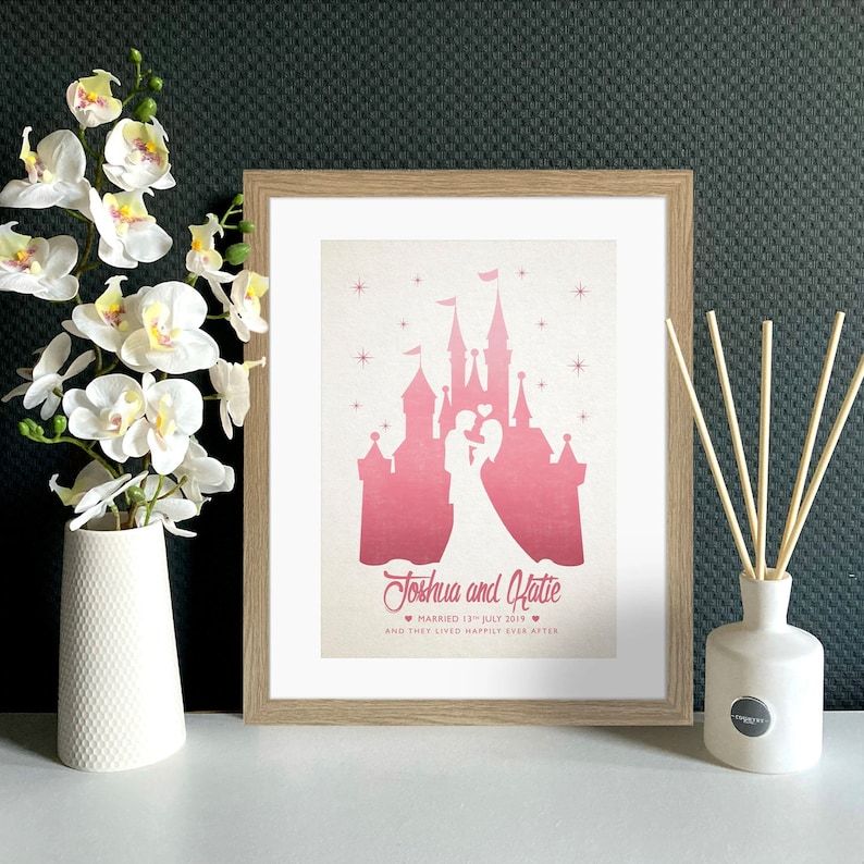 Fairytale Wedding Gift, Personalised Fairytale Wedding Print, Gay Wedding Gift, Castle, Paper Wedding Anniversary, Same Sex Wedding image 5